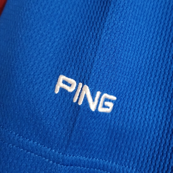 Ping Men's Large Performance Short Sleeve 100% Polyester Blue Golf Polo Shirt - Picture 4 of 5